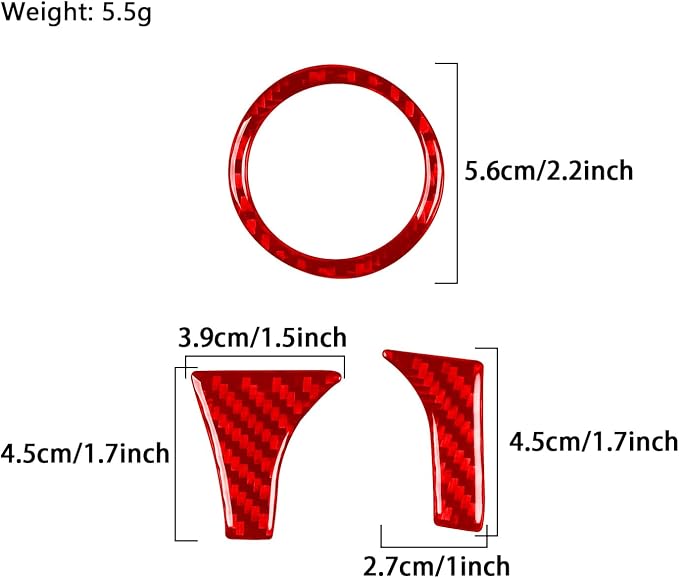 Real Carbon Fiber Trim for Toyota Camry Accessories | for 2012 2013 2014 Engine Start Stop Panel Ignition Control Lower Panel Interior Thick Overlay Decal 3PCs