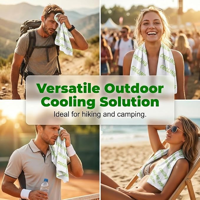 Disposable Cooling Wipes Instant Ice Towel (Green, 10PCS) | Extra Large Size, Individually Wrapped, Moisture Activated, Hiking & Camping, Gym & Sports
