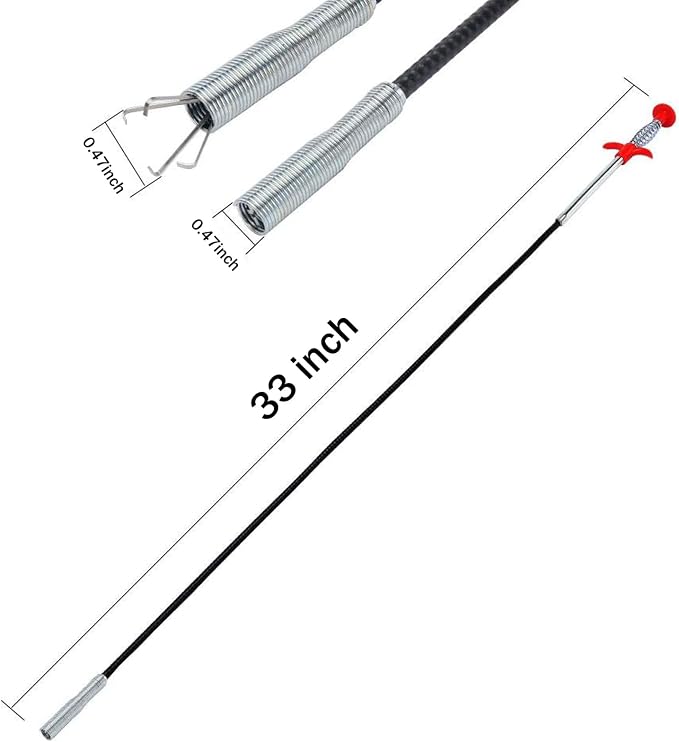 33 Inch Drain Snake Clog Remover Tool, Flexible Grabber Claw Pick Up Reacher Tool for Kitchen/Bathtub/Sewer/Toilet