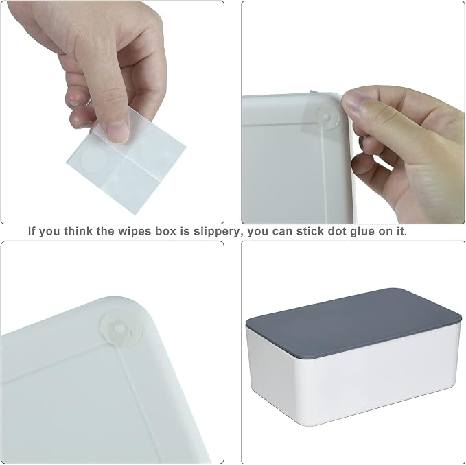 Diaper Wipes Dispenser, Tissue Storage Box Case (Gray-White) | Refillable Baby Wipe Container, Keeps Wipes Clean, Wet Wipe Dispenser Holder with Lid for Home, Office, Cars