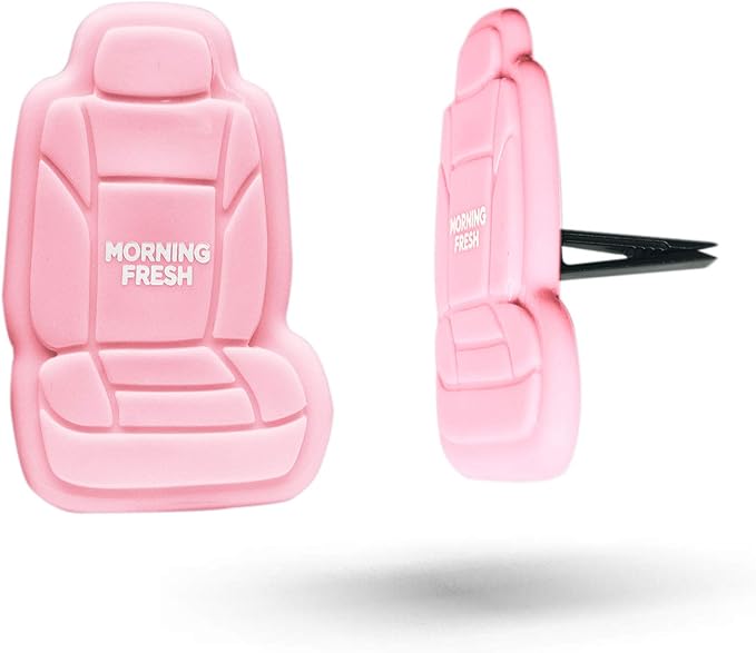 FH Group Morning Fresh 3D Scented Air Freshener 1-Pack Clip-On Non-Toxic, Plastic Alcohol-Free Fragrance Oil Car Seat Shape Long Lasting for Cars, SUVs, Closets, Small Spaces, etc. Pink