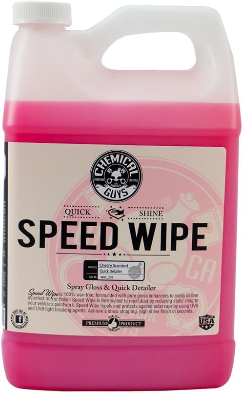 Chemical Guys, Speed Wipe Quick Detailer Spray, Gloss, Cherry, 1 Gallon | Spray-and-wipe detailer adds instant streak-free gloss on paint, glass, wheels and trim between washes, cherry