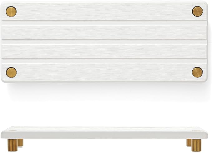 Razborci Instant Dry Sink Caddy Kitchen Sink Organizer, Quick Drying Diatomaceous Earth Stone Sink Tray Sponge Holder Soap Dish, Bathroom Countertop Vanity Dispenser Toothbrush, Gold White, 10" x 4"