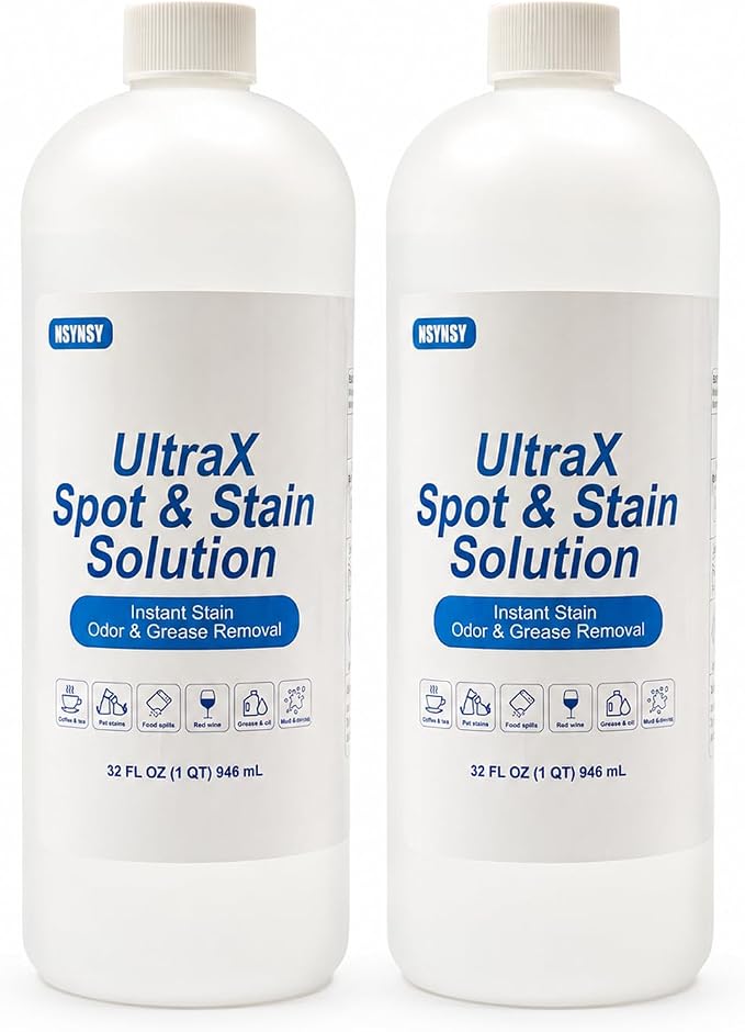 UltraX Spot & Stain Solution for Carpet & Upholstery, Deep Cleaning Formula for Tough Stains & Odors, Low Residue, best with DEARBBEE Portable Carpet & Upholstery Spot Cleaner Machine, 2-Pack