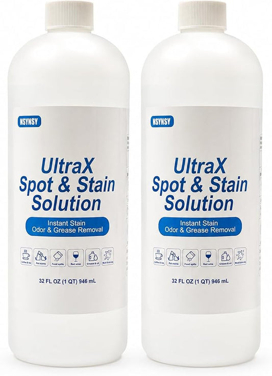 UltraX Spot & Stain Solution for Carpet & Upholstery, Deep Cleaning Formula for Tough Stains & Odors, Low Residue, best with DEARBBEE Portable Carpet & Upholstery Spot Cleaner Machine, 2-Pack