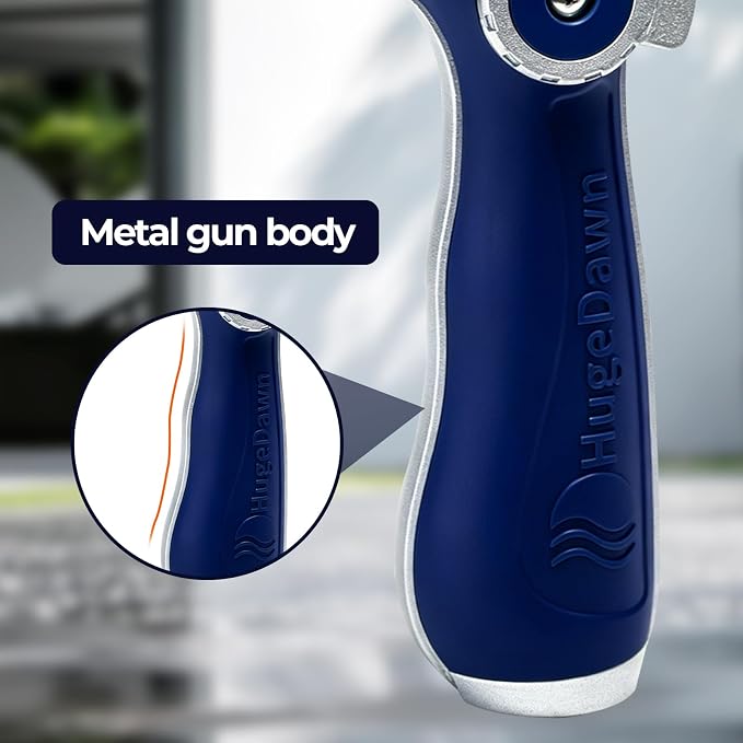 HugeDawn Garden Hose Nozzle, Heavy Duty Metal Sprayer Nozzle, Non-Slip Thumb Control, 3/4" GHT High Flow for Quick Watering & Cleaning (Blue)