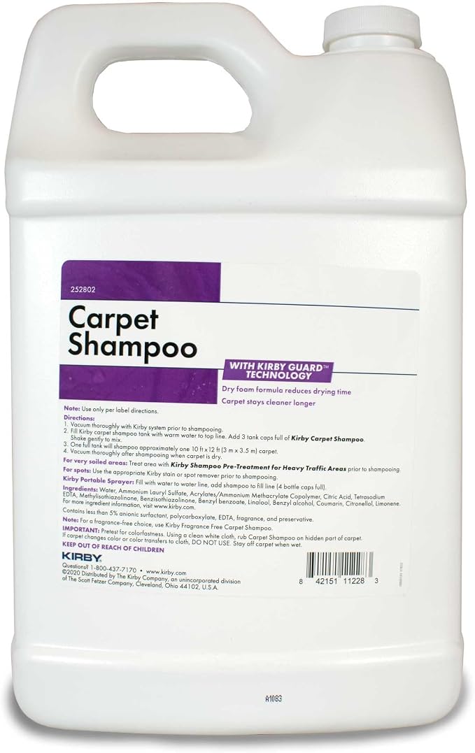 Kirby Carpet Shampoo, 1 Gallon – Lavender Scent, Deep Cleaning Solution for Home & Pet Stains