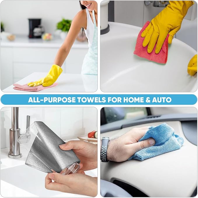 AIDEA Red Microfiber Cleaning Cloth Roll-75PK, Paper Towels 11.5"×11.5" | Reusable Tear Away Cloth, Microfiber Towels Washable Shop Rags, Lint Free Cleaning Rags for House, Kitchen, Window,