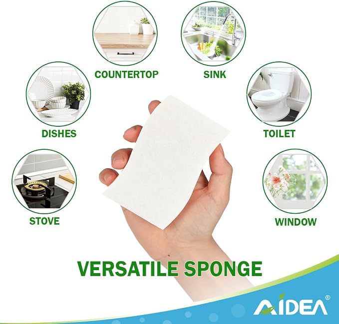 AIDEA Non-Scratch Scrub Sponge-6Count, Sponges Kitchen, Sponges for Dishes | Cleaning Sponge for Non-Stick Cookware, Cleaning Power for Kitchen, Bathroom, Household