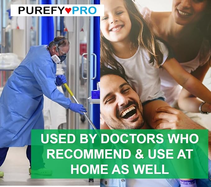 Purefypro Disinfectant Spray (16oz, 2pk) No Rinse. No Residue. Kills 99.9999% MRSA, Norovirus, Flu Virus, and Fungi, Drug Resistant Germs. Suitable for All Surfaces