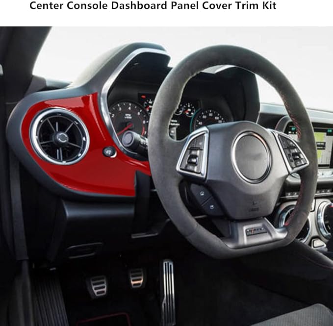 Center Console Dashboard Panel Cover Trim Kit Compatible with 2016-2023 Chevrolet Chevy Camaro(Red)