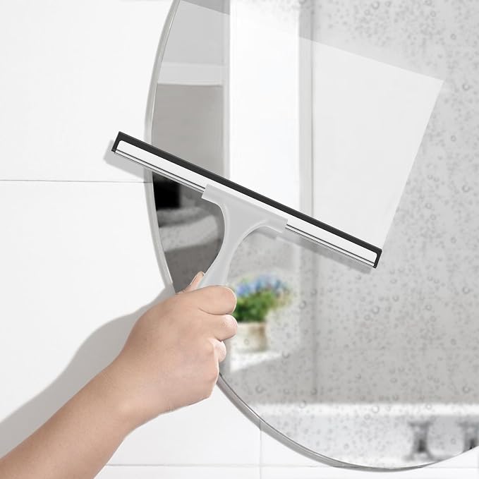 SetSail Shower Squeegee for Glass Doors, 12 Inches, Grey | All-Purpose Squeegee for Shower Glass Door Stainless Steel Window Squeegee with Hook for Car Windshield