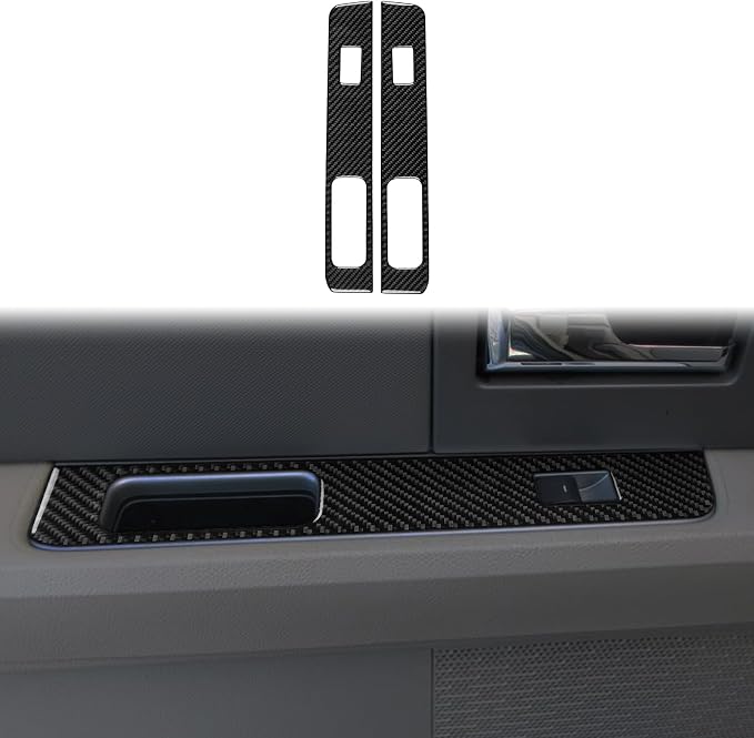 Rear Door Window Lift Panel Trim Fit for Ford Expedition 2007-2014 | Real Premium Carbon Fiber | Rear Door Window Switch Control Panel Decorations | Accessories | Anti-scratch | Self-adhesive