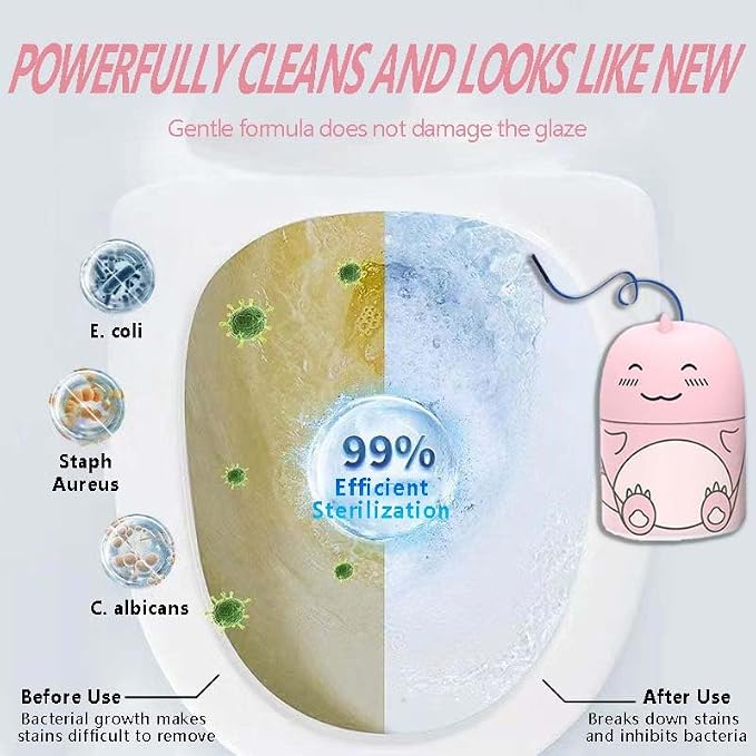Toilet Bowl Cleaner Bottle Toilet Cleaning Tank Cleaner Pink Cute Dinosaur The Works Tank Bowl Cleaner Easy to Use Leaving Looking Fresh Decorative Household Bathroom Cleaning Supplies-Peach Scent