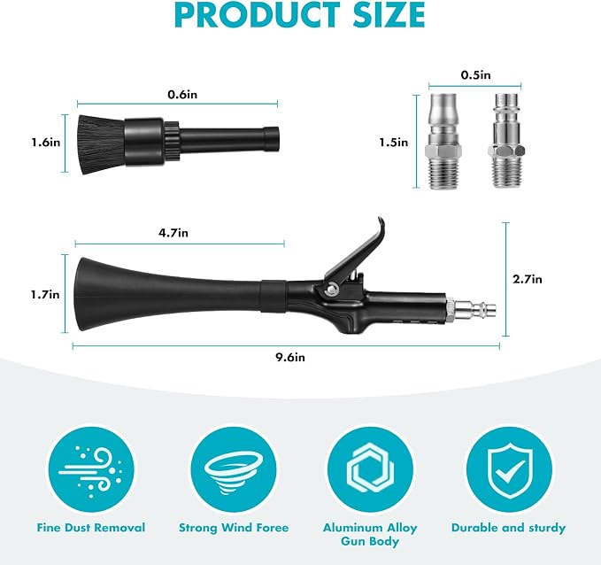 Car Cleaning Gun Detailing Interior Dryer Air Blow Gun Car Detailing Tools for | Mini Potent High Pressure Blower Gun Car Detailing Kit Interior Cleaner,Car Quickly Blasts Dirt and Dust Works with Air