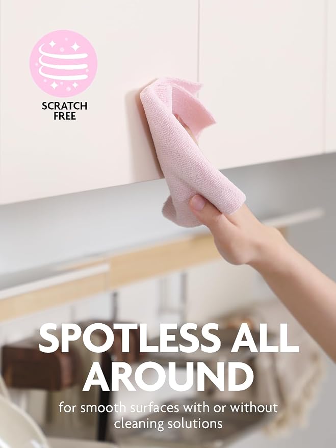 Fantasticlean Kitchen Towels Roll, 80 Sheets,10''(Pink,Blue,Tan,Moss Green) | Tear-away Dish Towels for Kitchen, Ultra Absorbent, Lint-free, Premium Microfiber Cleaning Cloths, for All-Purpose Cleaning