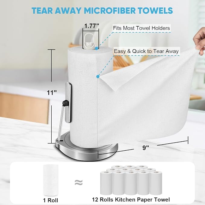 AIDEA White Microfiber Cleaning Cloth-330 Sheets 6 Roll, Shop Rags 11×9" | Reusable Paper Towels, White Shop Towels, Cleaning Rags for Automotive, Mechanic, Workshops, House, Car Cleaning Supplies