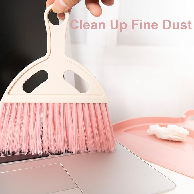 6 Pcs Small Dustpan and Brush Set, Portable Compact Mini Broom and Dust Pan | Nesting Tiny Cleaning Broom with Handle, Whisk Hand Broom and Dustpan Set for Classroom, Countertop, Keyboard, Car & Pet Nest