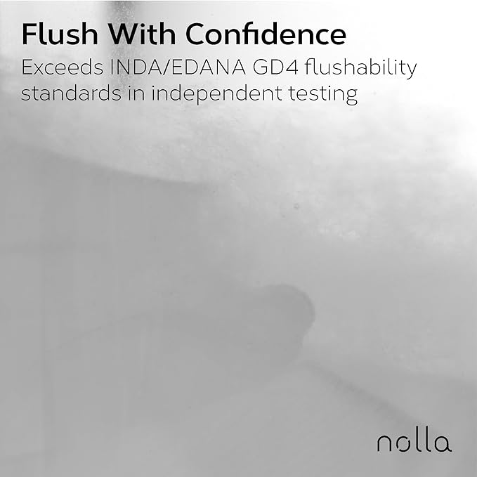 Nolla Flushable Wipes, 100% Plant-Based, Plastic-Free and Biodegradable - For Adults and Kids - Unscented + Soothing Aloe and Vitamin E 360 Count (6 Packs of 60)