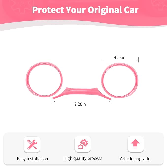 RT-TCZ for Jeep JL Dashboard Instrument Panel Gauges Trim Ring Cover for Jeep Wrangler JL JLU Gladiator JT 2018-2023 Pink Interior Accessories 3pcs