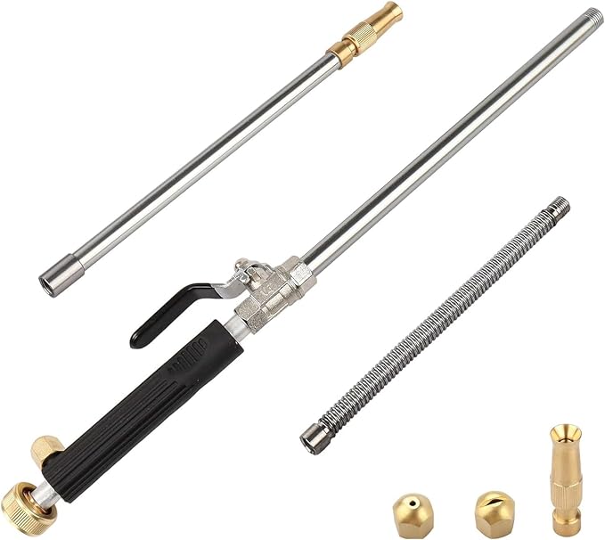 39'' High Pressure Washer Hose Attachment Jet Nozzle,Hose into Power Washer Sprayer Wand with Flexible Hose Nozzle,Cleaning Tool for Gutter Patio Car Pet Window Glass Black