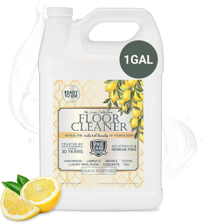 ProCare Floor Cleaner Ready to Use Lemon Poppyseed - Household Supplies for Mopping - Vinyl, Wood, Tile, Stone, Laminate, Bathroom Cleaner, Grout Cleaner - 1 Gallon