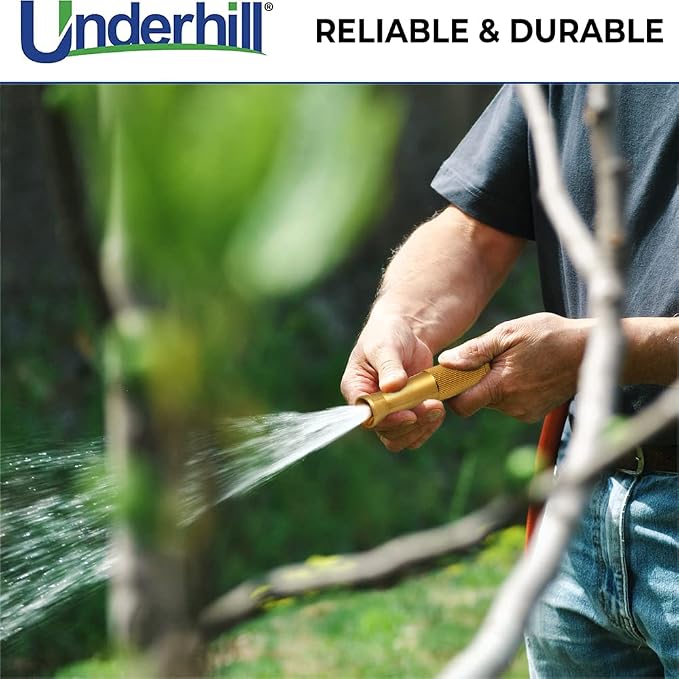 Underhill PowerBlast MultiMax Garden Water Hose Nozzle Adjustable, 7 GPM 80 PSI, 3/4-Inch Thread Inlet, High Pressure Heavy-Duty Brass, GNA-75