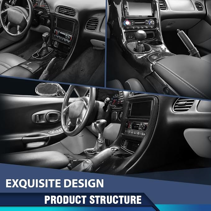 PIT66 Double Din Dash Kit Fit Chevy Corvette C5 1997-2004 Carbon Fiber | Radio Installation Panel Fit Chevy Corvette C5 1997 1998-2004 10407815, Dash Bezel Kit, Black Carbon Fiber