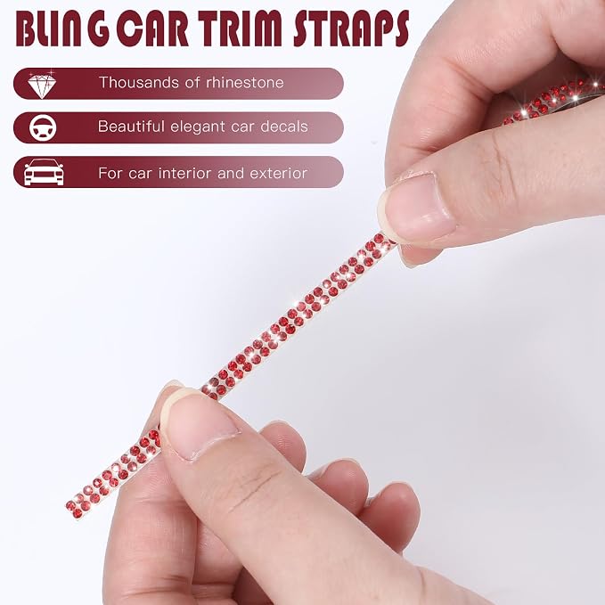 Kingdder 32.8 ft Bling Car Trim Self Adhesive Bling Car Accessories for Women Rhinestone Strip Glitter Diamond Sticker DIY Line Molding Dashboard Decal Shiny Auto Stuff for Interior Exterior Decor