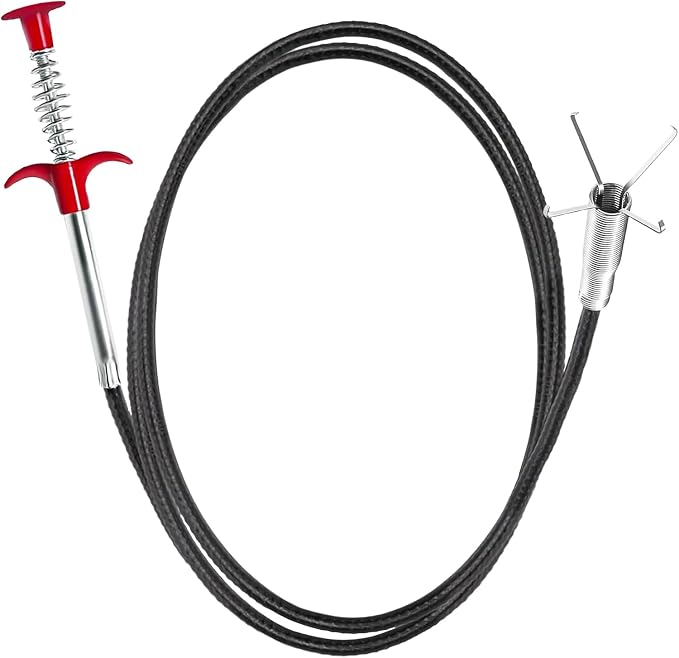 118" Flexible Grabber Claw Tool Reacher, Drain Snake Hair Drain Clog Remover Tool with 4 Claws Bendable Hose for Litter Pick, Home and Kitchen Sink, Drains, Toilet