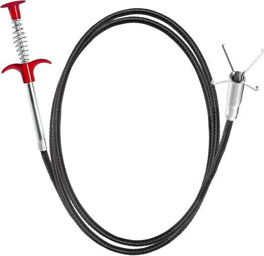 118" Flexible Grabber Claw Tool Reacher, Drain Snake Hair Drain Clog Remover Tool with 4 Claws Bendable Hose for Litter Pick, Home and Kitchen Sink, Drains, Toilet