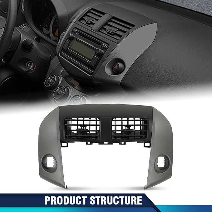 PIT66 Center Dash Air Vent Bezel Black Fit Toyota Rav4 2006-2012 | Center Dashboard A/C Heater Air Vent Cover Trim, 55670-42060-B0, Direct Replacement Dash Vent Bezel Fit Toyota Rav4 2006-2012