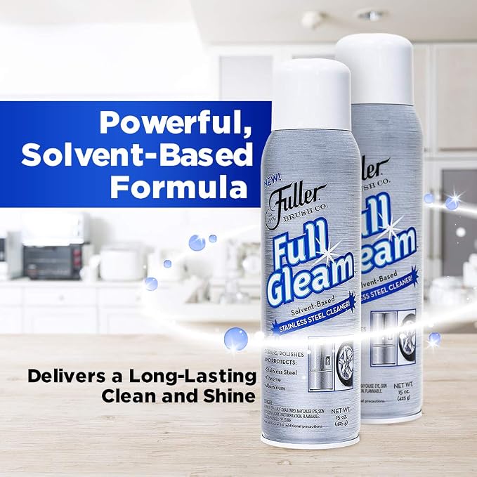 Fuller Brush Full Gleam Stainless Steel Cleaner – 15 oz Spray for Appliances, Chrome, Aluminum & Sinks – Cleans, Polishes & Protects Metal Surfaces (Pack of 1)