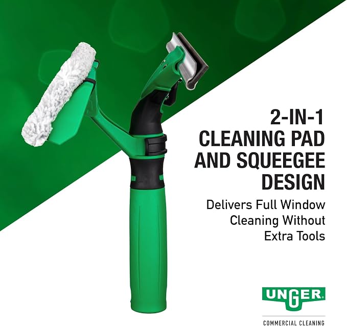Unger VisaVersa 14-in. 2-in-1 Window Washer & Squeegee, VV350 | VV350 pro tool; microfiber pad for washing; integrated squeegee for drying; 14-in./35cm width