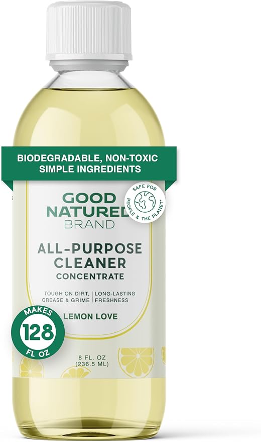 Good Natured Brand All-Purpose Cleaner Concentrate | 8oz makes 128oz | Lemon Essential Oil | 16X Concentrated Natural Multi-Surface Cleaner