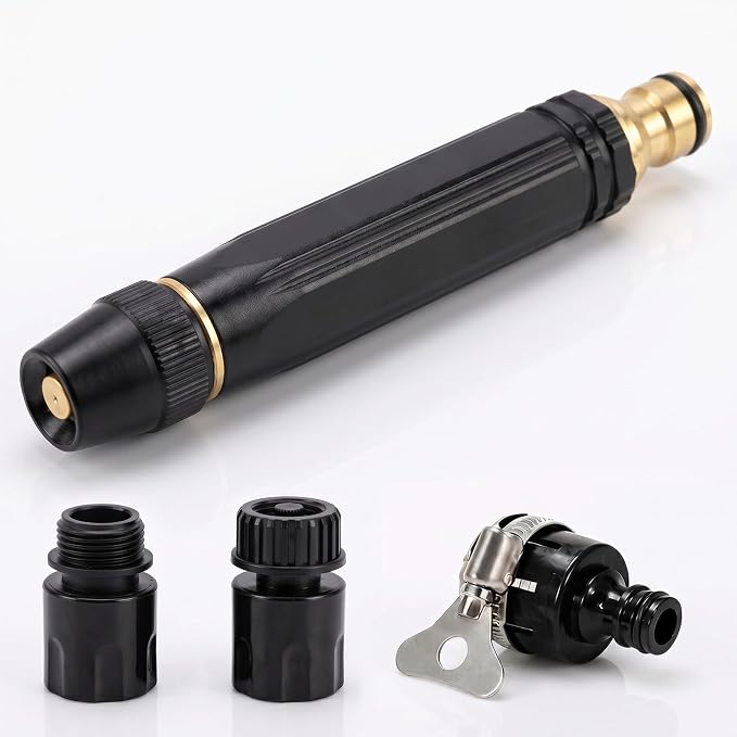 5-in-1 High Pressure Hose Nozzle,PowerJet High Pressure Water Gun,Garden Hose Pressure Booster,Home High Pressure Car Wash Water Gun, Heavy Duty for Car Wash, Garden Watering & Outdoor Cleaning