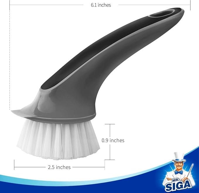 MR.SIGA Pot and Pan Cleaning Brush, Dish Brush for Kitchen, Gray, Pack of 2