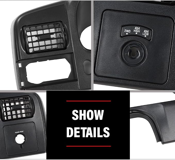 DOTCOM Dashboard Trim Panel Fit Ford F250 F350 Super Duty 2005-2007 | Dash Cover,Black