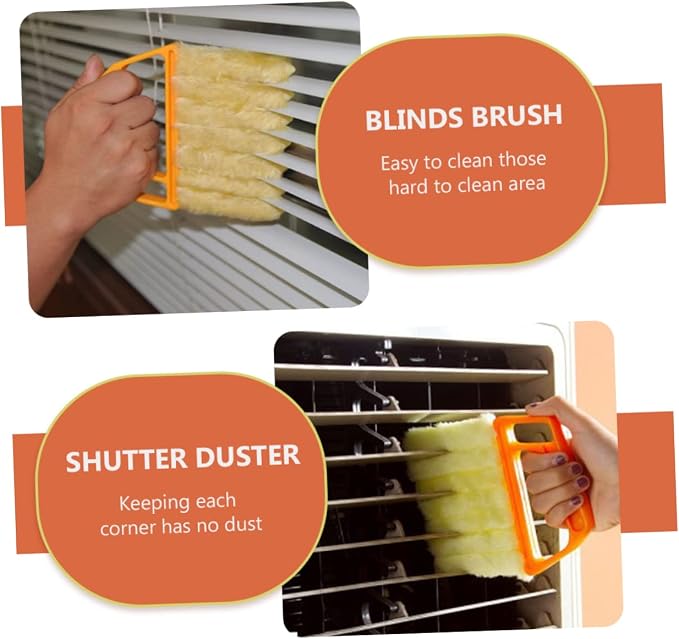 2pcs Microfiber Window Blind Cleaner Shutter Duster Brush Handheld Pulley Cleaning Tool