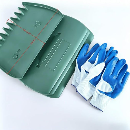 Leaf Scoops with Gloves, Wide Jaw Yard Cleanup Tool, Durable POM Plastic Rake Alternative for Lawn and Garden Debris