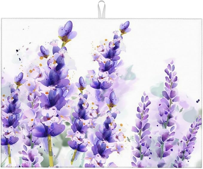 Lavender Dish Drying Mat For Kitchen Counter, Super Absorbent Microfiber Dish Drying Pad, Kitchen Gadgets For Easy Clean Multi-Use Large 18"x24"