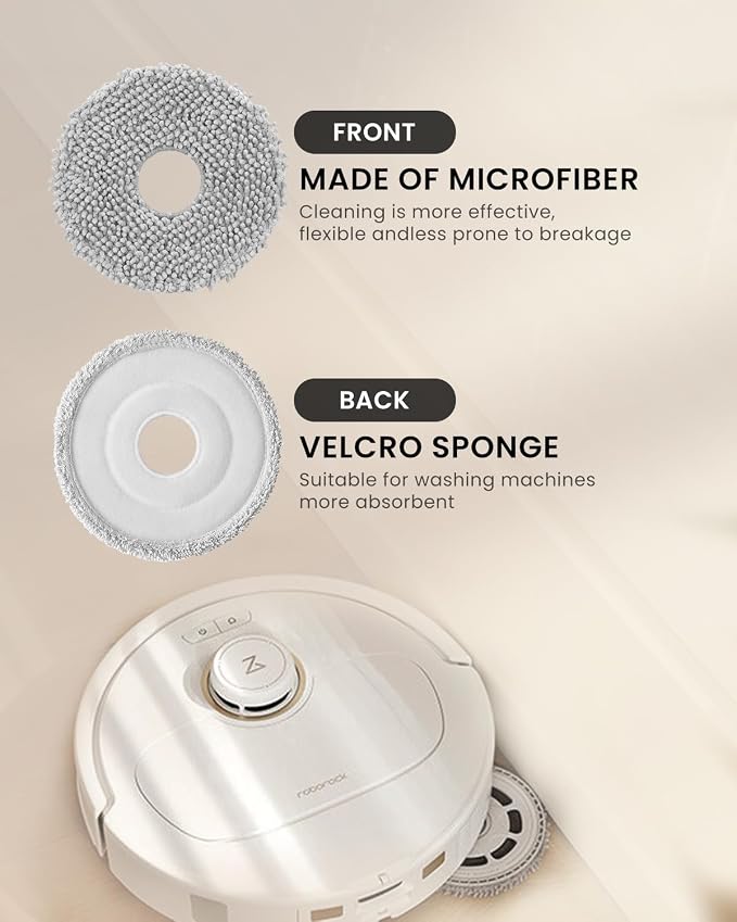 8Pack Replacement Parts Accessories Compatible for Roborock Qrevo Series, Saros 10R,Qrevo Curv,Qrevo Edge,Qrevo Edge S5A,QV 35A,Qrevo S5V Robot Vacuum,Spare Accessories Kit with 4 Dust Bags,4 Mop Pads