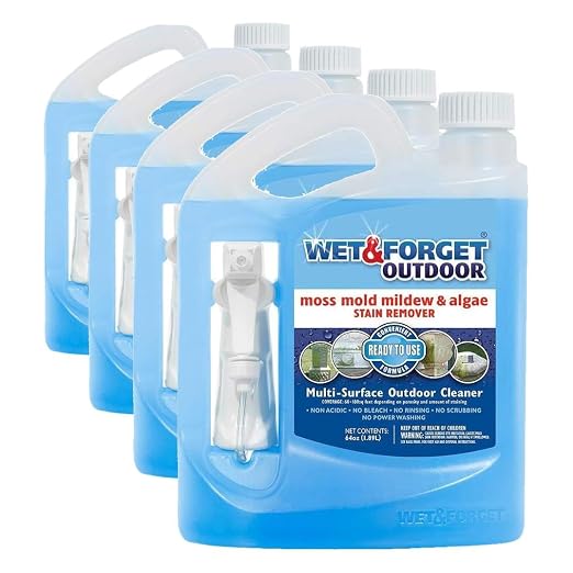 Wet & Forget Outdoor Moss, Mold, Mildew, & Algae Stain Remover Multi-Surface Cleaner, Ready to Use, 64 Ounce (Pack of 4)