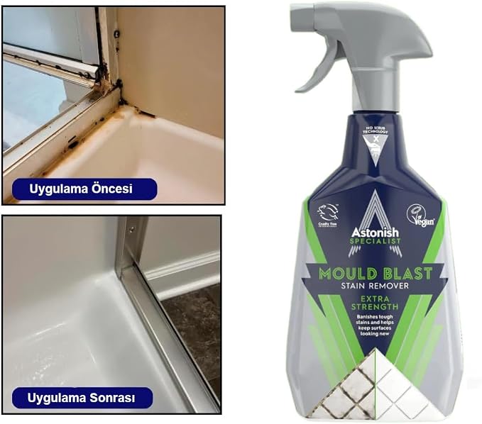 Astonish Apple Burst Household Cleaner - Shower Curtain, Shower Door, Bathroom Tiles - Hard Water Stains, Rust & Calcium Bathroom Cleaner - No Scrub, Cruelty Free Cleaning Supplies, 750ml Spray Bottle