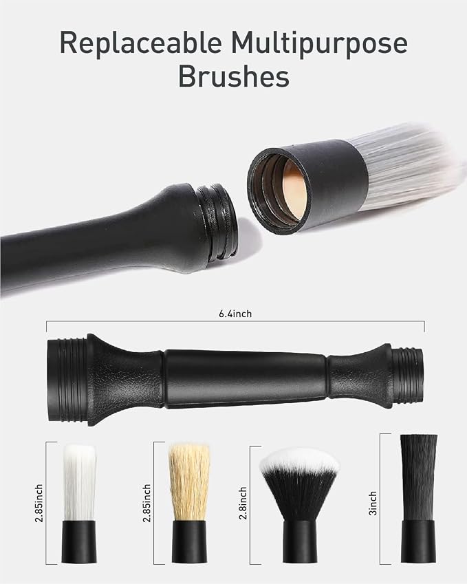 Fantasticlean 9PCS Car Detailing Brush Set, Interior Leather Cleaning | Car Interior Brush Kit, Horse Hair Leather Brush for Car Detailing, Scratch-Free Leather Cleaner Applicator, Cleaning Cloth