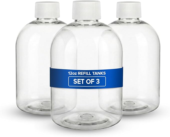Replacement Spray Bottles for Nano Spray Gun, Universal Fit, 3 Pack, 12 oz | Refillable Tank for Wireless Nano Mist Sprayer, Durable Accessory Bottle for Cleaning, Hair Salon and Plant Atomizer Sprayer