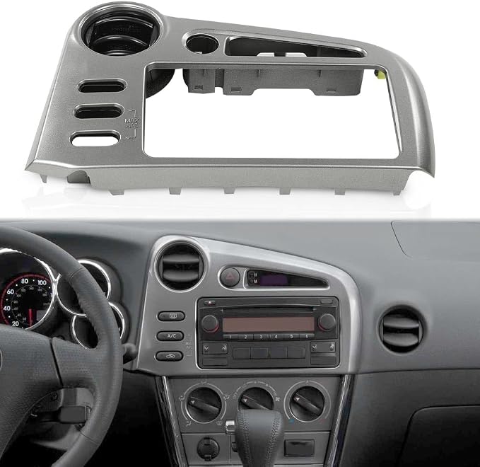 DOTCOM Center Dash Radio Bezel Vent Compatible with Toyota Matrix or Pontiac Vibe 2003 2004 2005 2006 2007 2008 with Same Button Configuration Silver