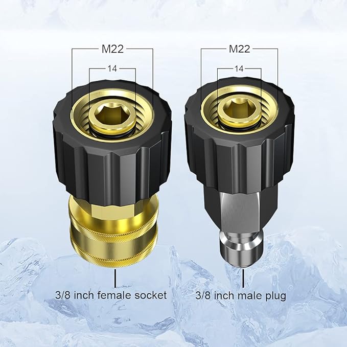 Pressure Washer Hose 70ft with 3/8" Quick Connector, High Tensile Wire Braided Kink Resistant 1/4 Inch Power Washer Hose 4200 PSI, 2pcs M22 14mm to 3/8" Adapter Set, Multi-Scene Use | POHIR 2pcs 3/8'' QC to M22 14mm Adapters, 4200PSI Power Washing Hose...