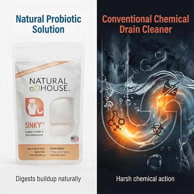 Natural House Sinky - Plant-Based Enzyme Drain Cleaner Pods Family Pack - 120 Count - 2-Year Supply - Septic-Safe, Plumbing-Friendly - Citrus Scent
