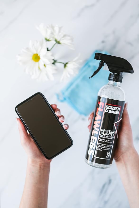 Flawless Screen Cleaner Spray with Microfiber Cleaning Cloth for LCD, LED Displays on Computer, TV, iPad, Tablet, Phone, and More (Single)